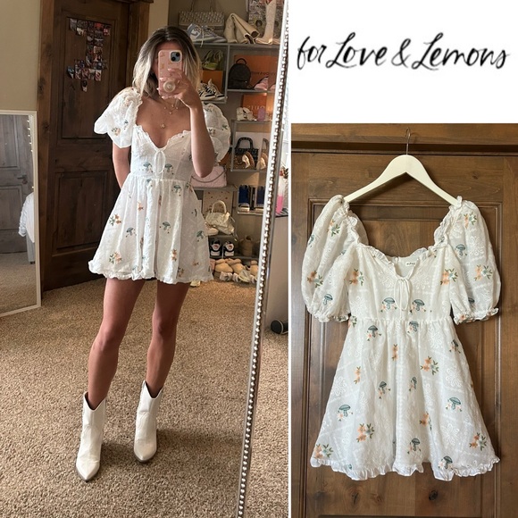 For Love And Lemons Dresses & Skirts - For Love And Lemons Rare Yolanda Puff Sleeve Mushroom Mini Dress | Size XS